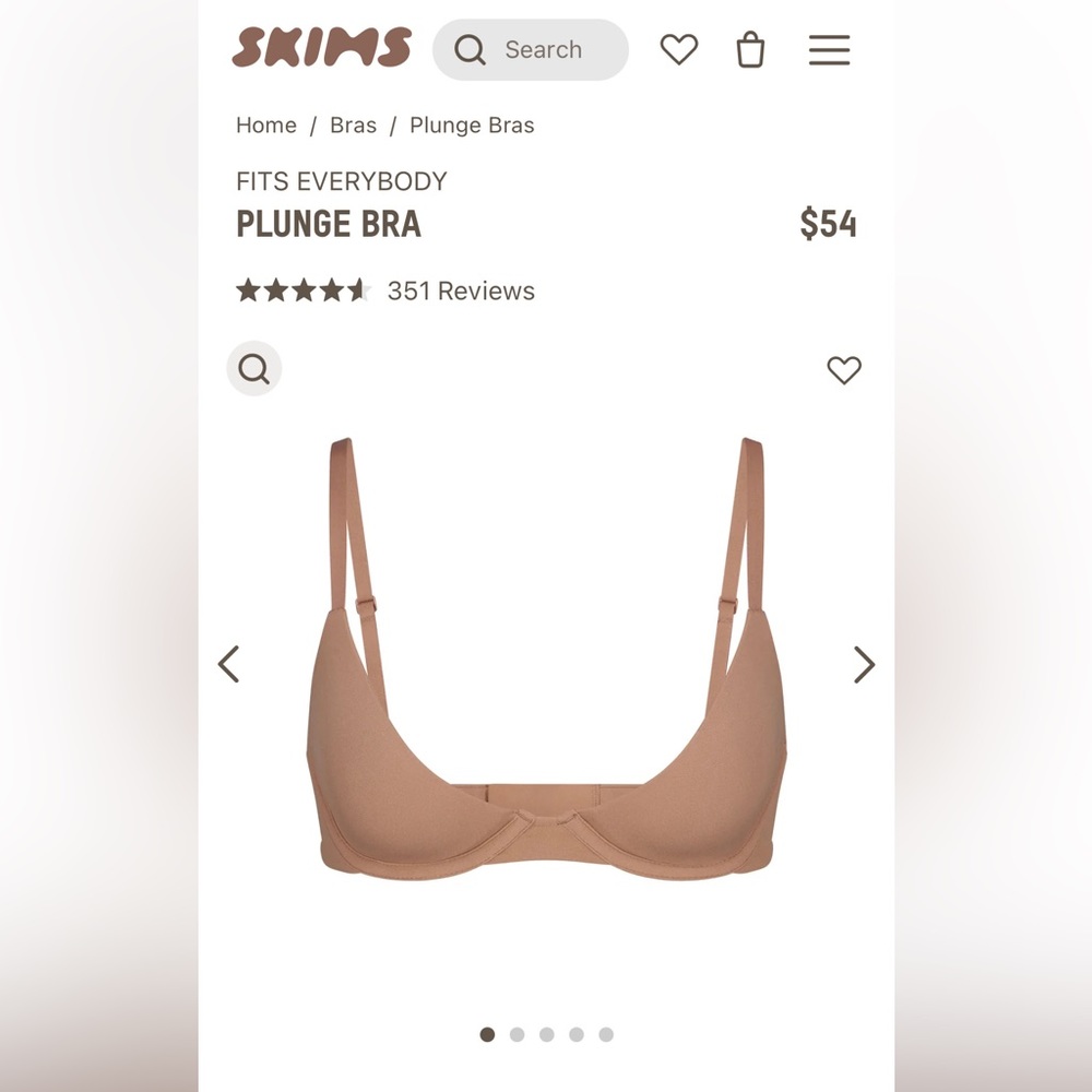 NWT: SKIMS Fits Everybody High Apex Plunge Bra, Sienna, 32DDD (32F)
